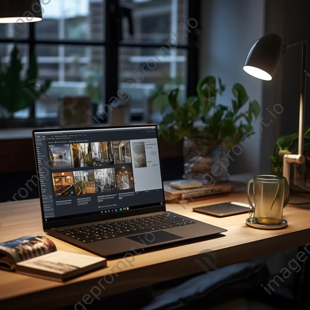 Home office with laptop and notepad on an ergonomic desk - Image 2