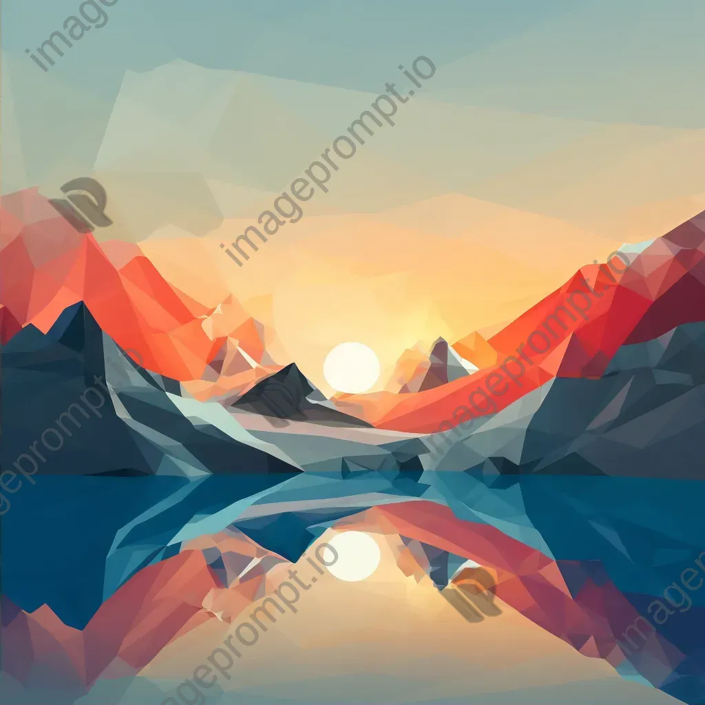 Low poly depiction of dawn breaking over a mountain range - Image 2