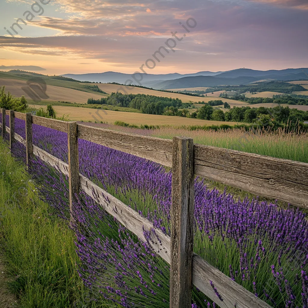 Wooden fence along a vibrant lavender field. - Image 3