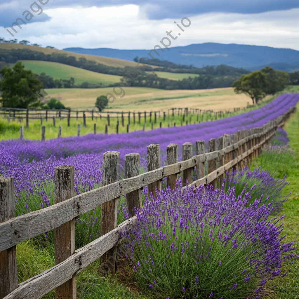 Wooden fence along a vibrant lavender field. - Image 4