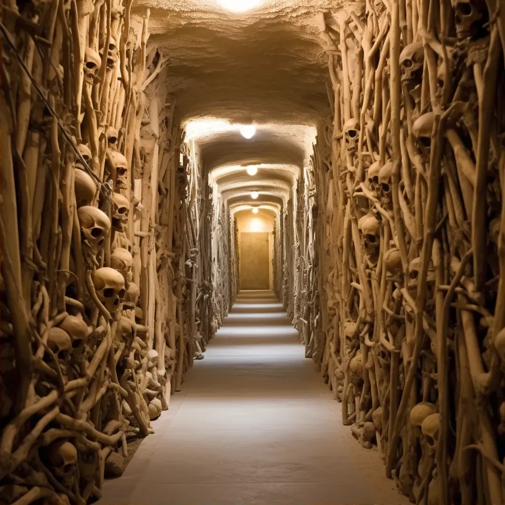 Image of an underground catacomb with bone-lined passages - Image 2