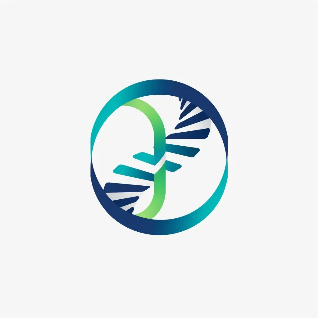 DNA helix icon with a microscope in green and blue on a white background - Image 3