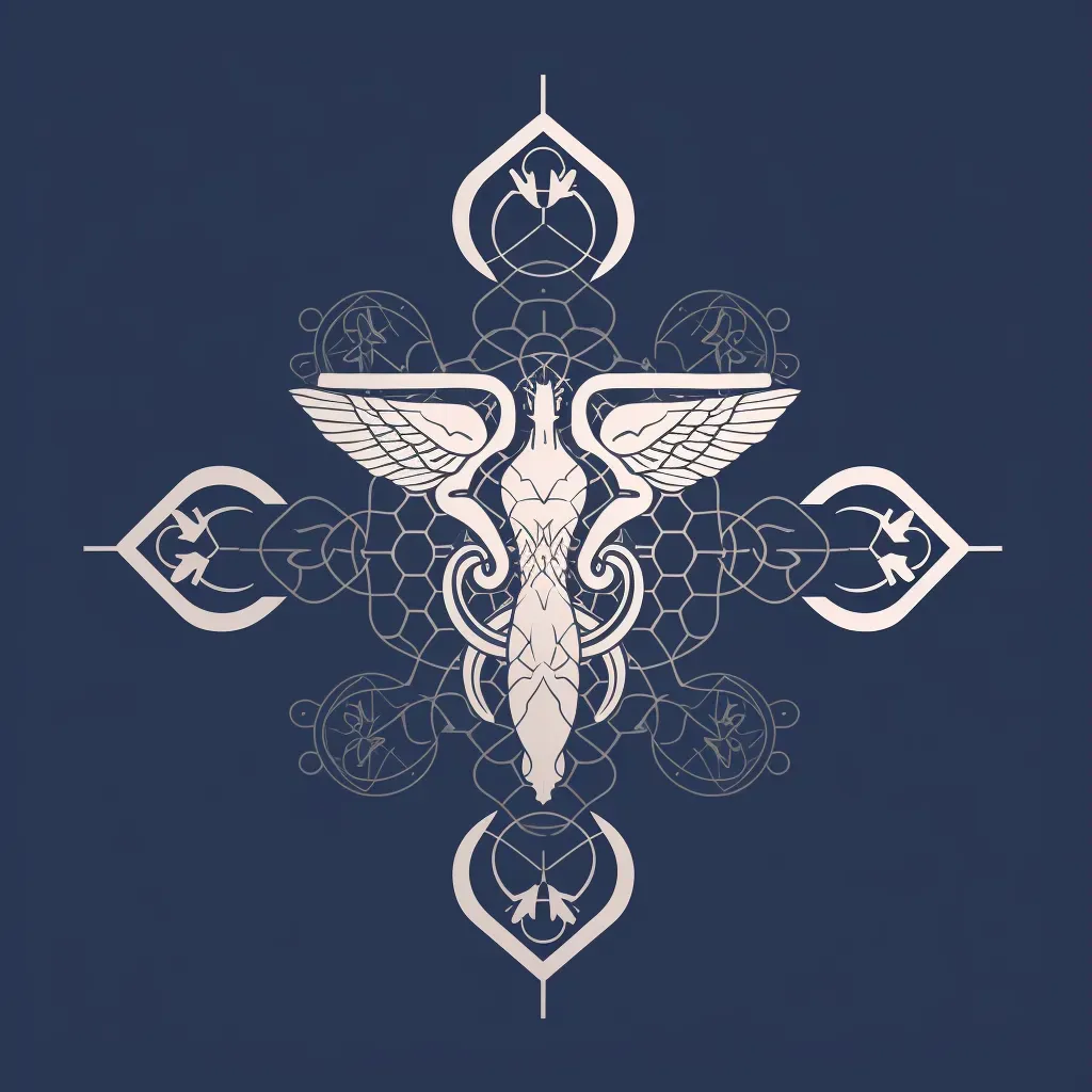 Elegant and sophisticated caduceus icon conference logo in navy and silver colors - Image 1