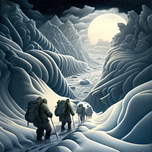 Group of adventurers walking in Arctic blizzard - Image 3