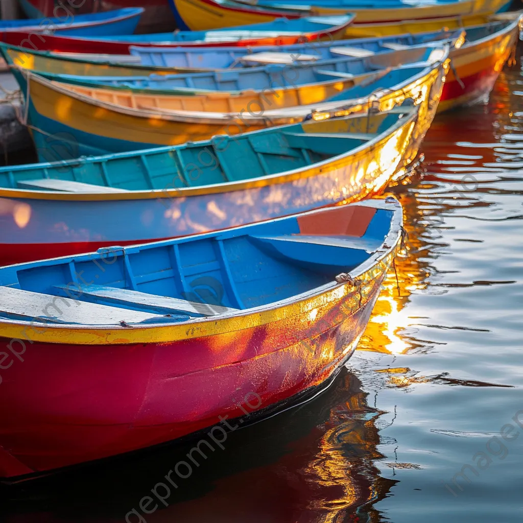 Colorful fishing boats docked at river mouth - Image 3