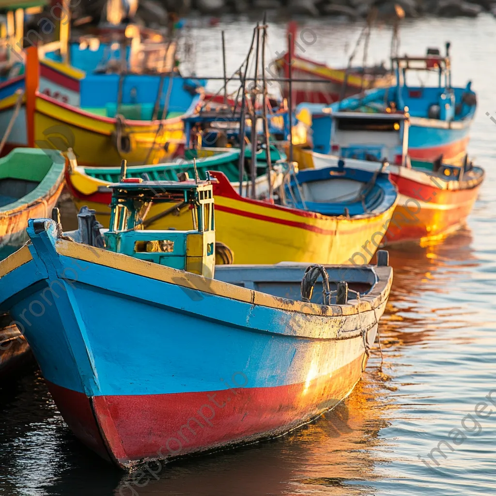 Colorful fishing boats docked at river mouth - Image 4