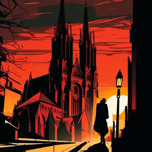 Gothic cathedral in urban sunset scene - Image 4