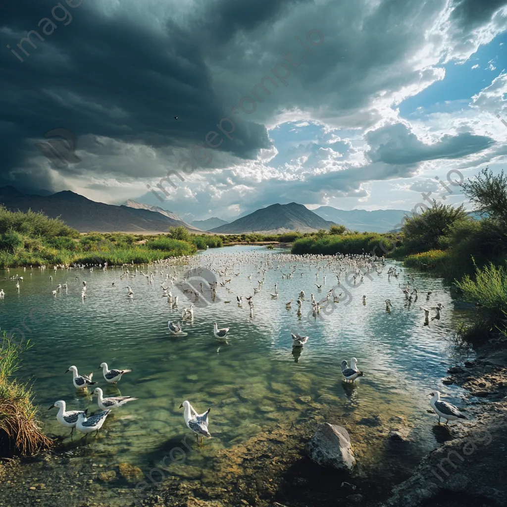 Migratory birds around a desert oasis - Image 2