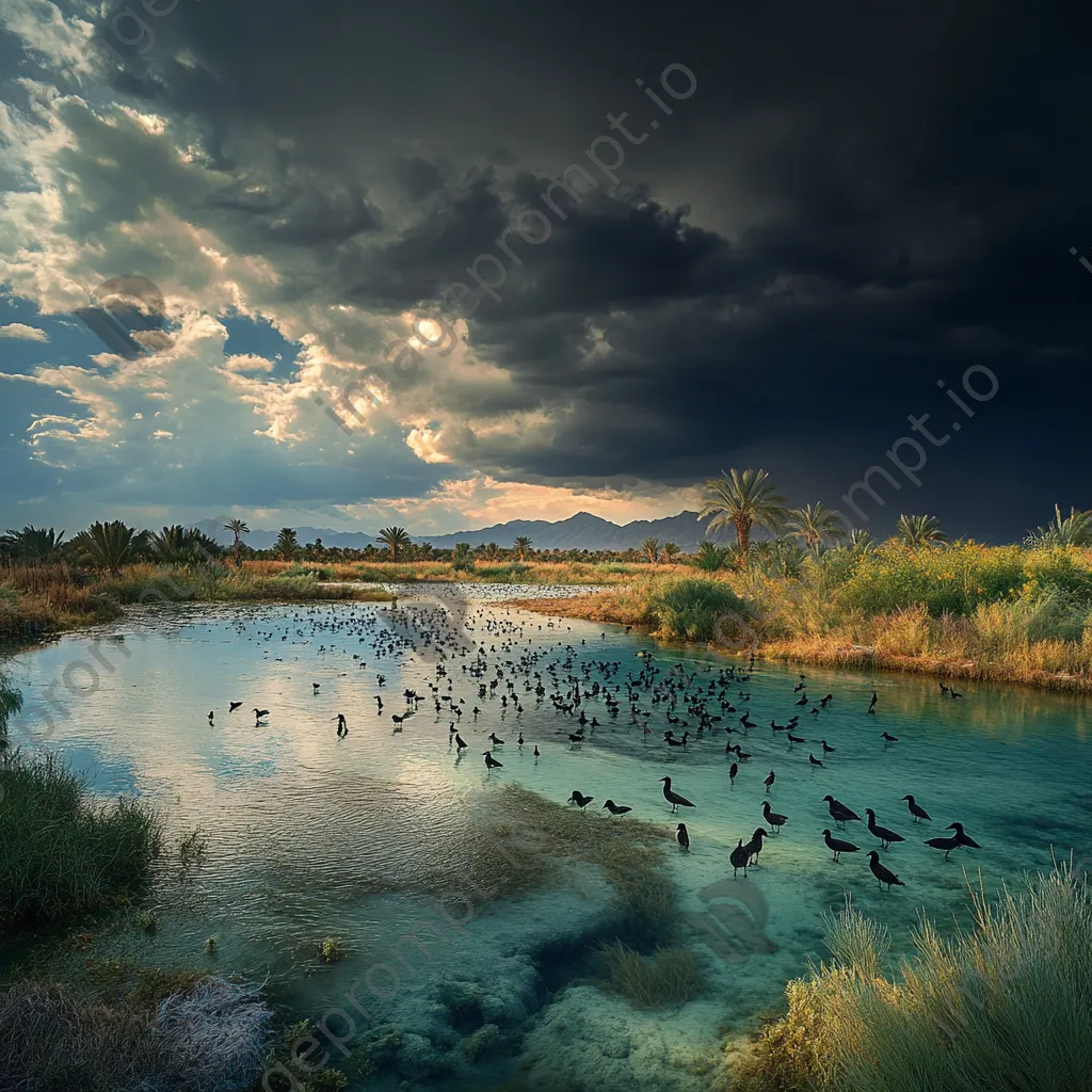 Migratory birds around a desert oasis - Image 3