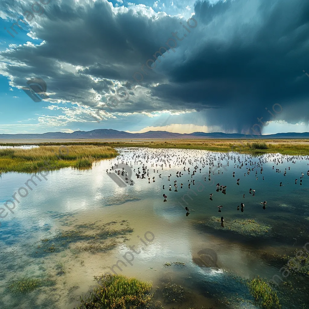 Migratory birds around a desert oasis - Image 4