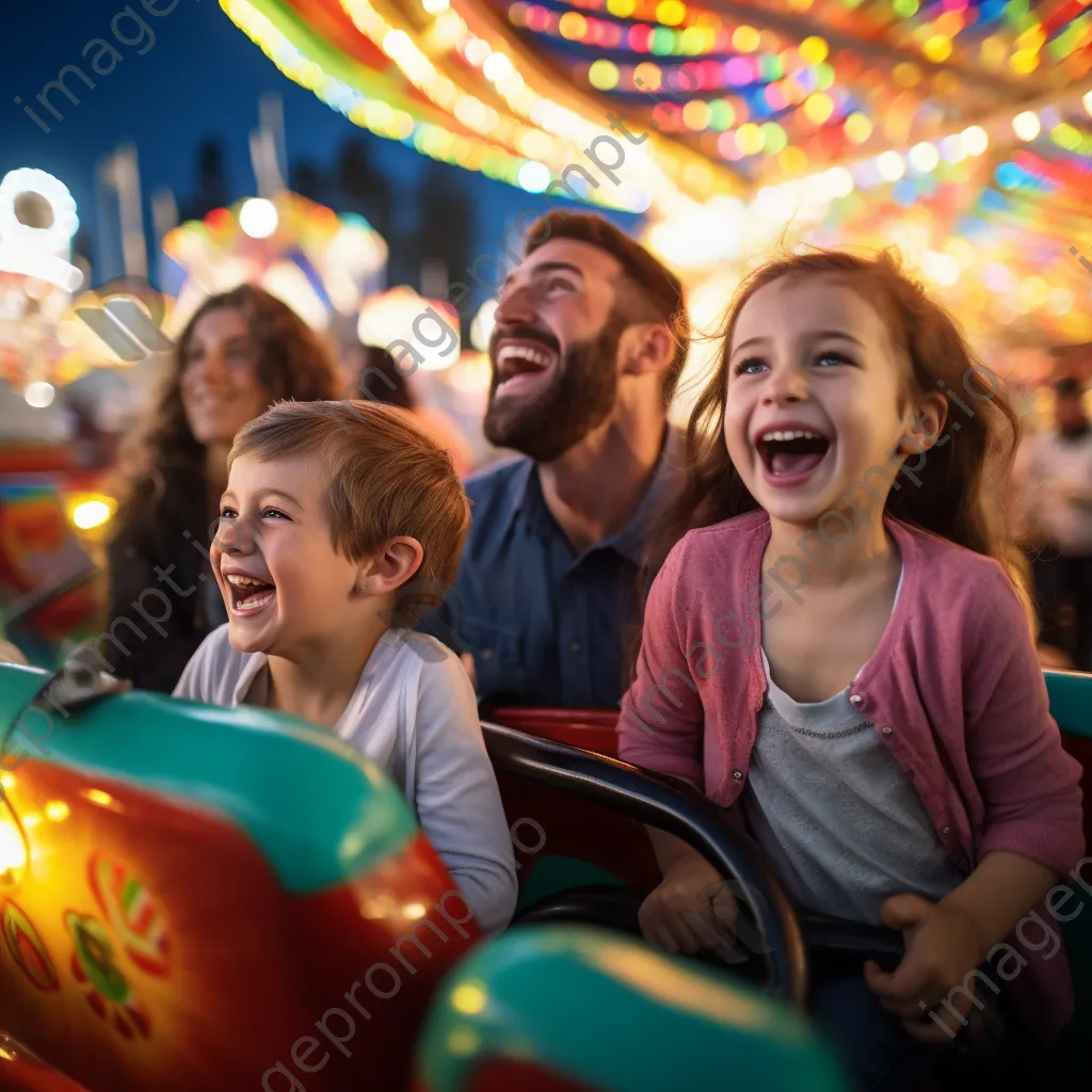 Family enjoying rides and games at a local fair. - Image 2