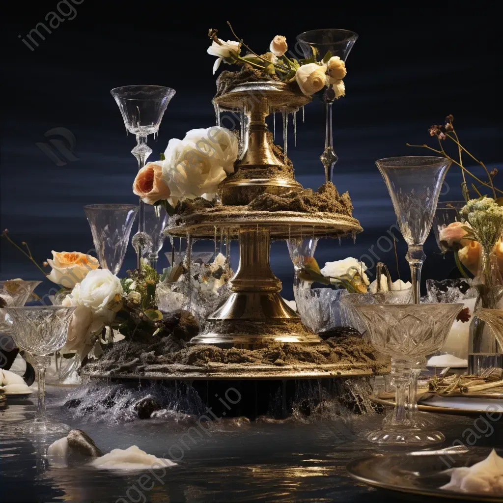 An extravagant banquet placed on an iceberg, reflecting the urgency of climate change - Image 2