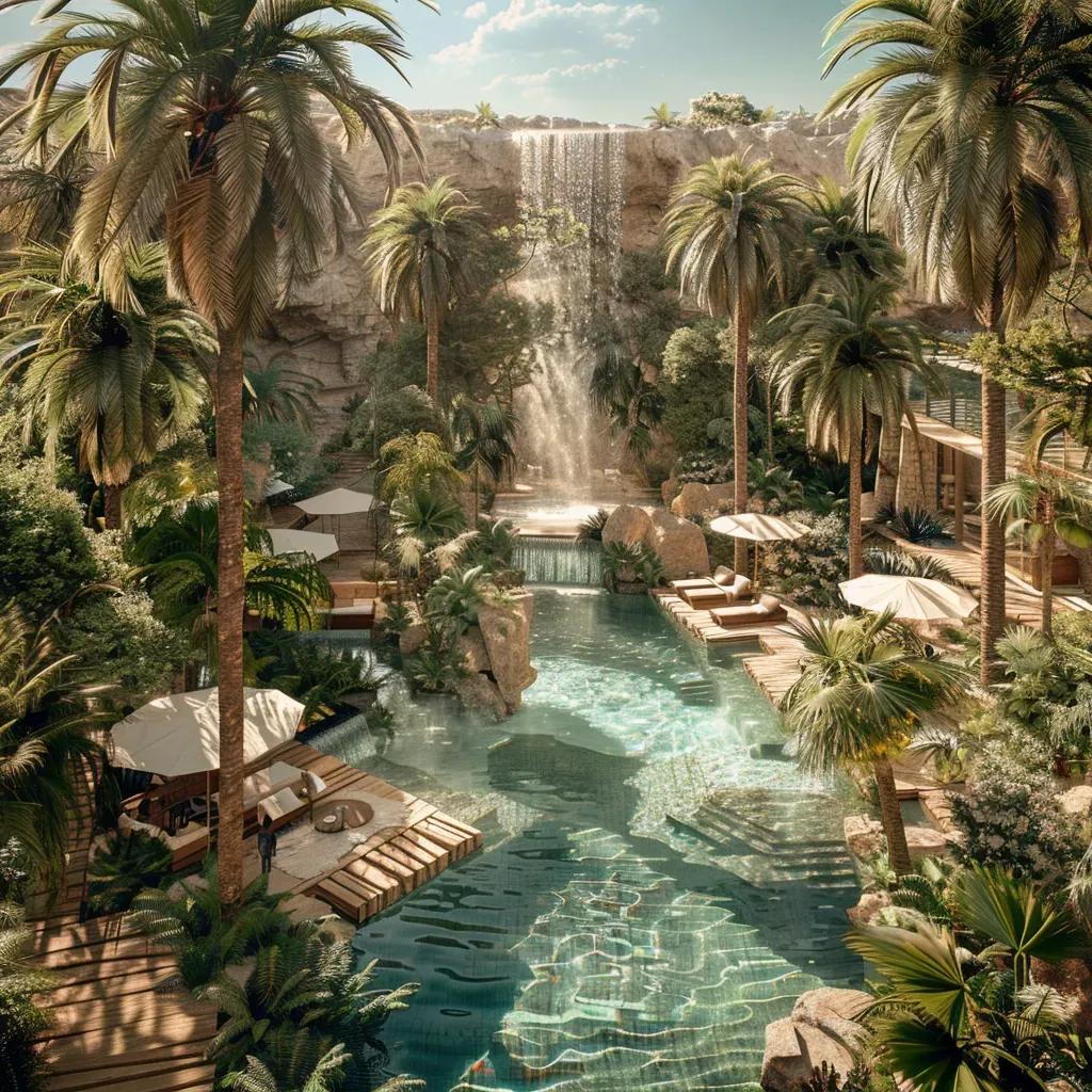 Desert oasis waterfall - Image 1