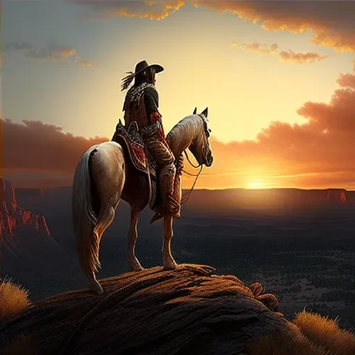 Native American hero on horse in image prompt - Image 4