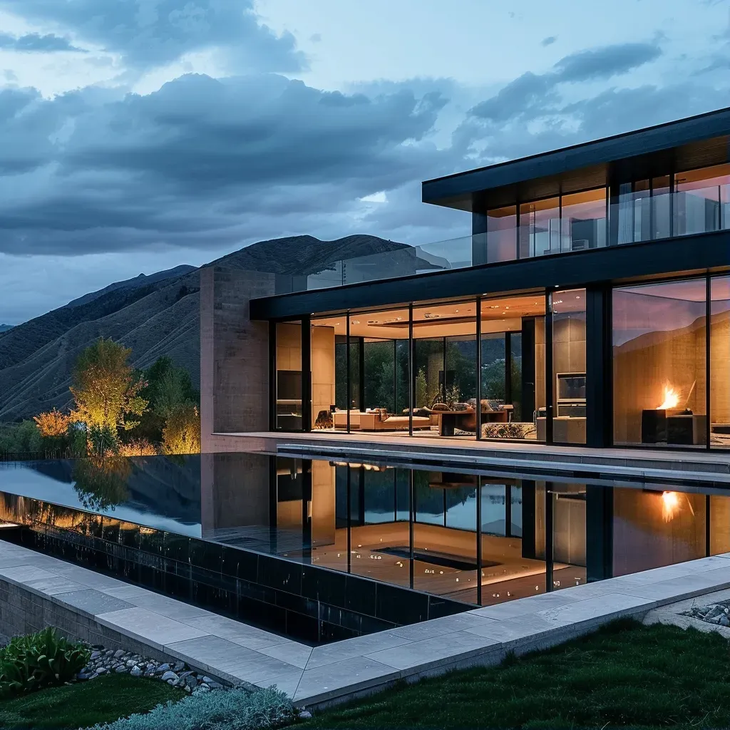 Minimalist mountain residence with glass walls - Image 1