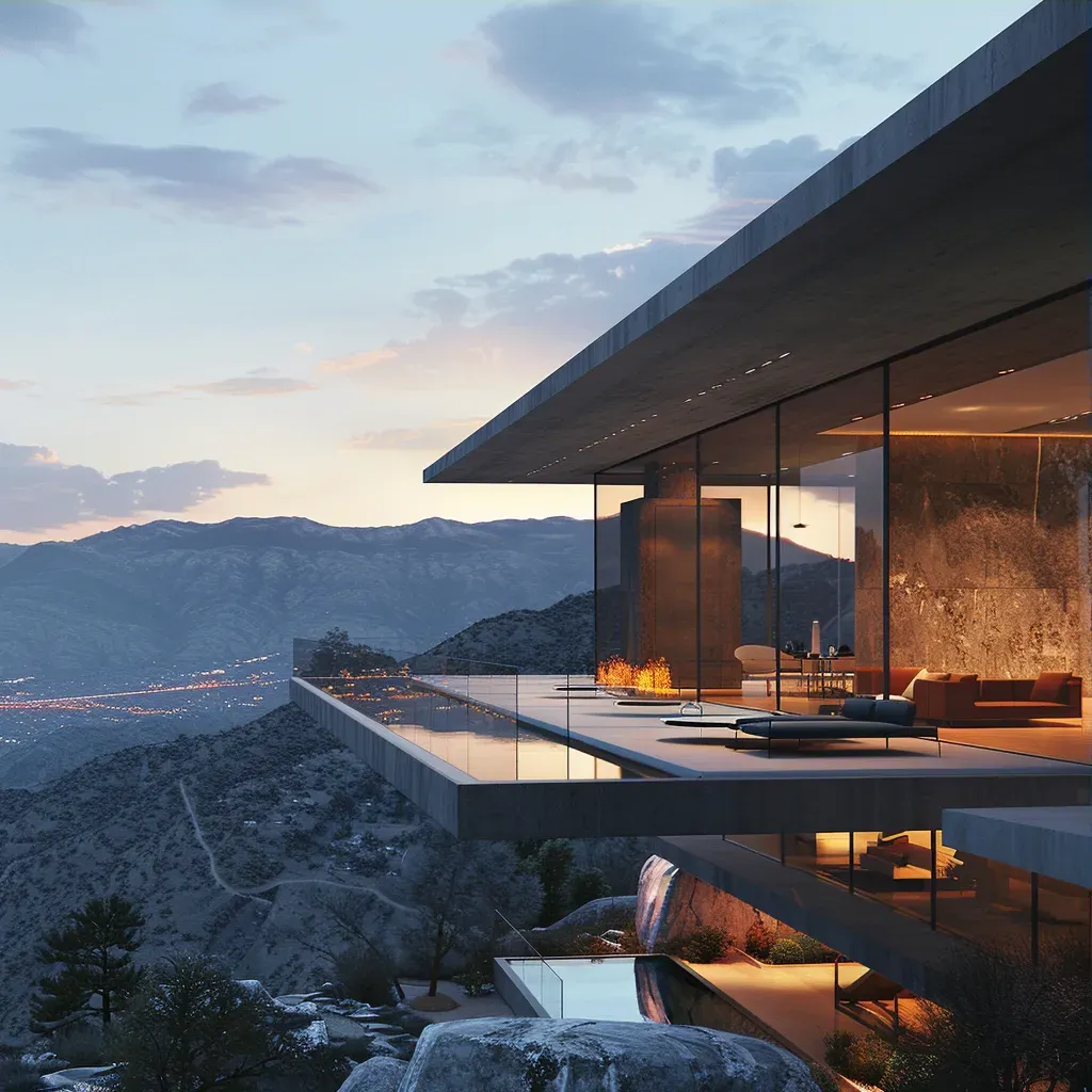 Minimalist mountain residence with glass walls - Image 3