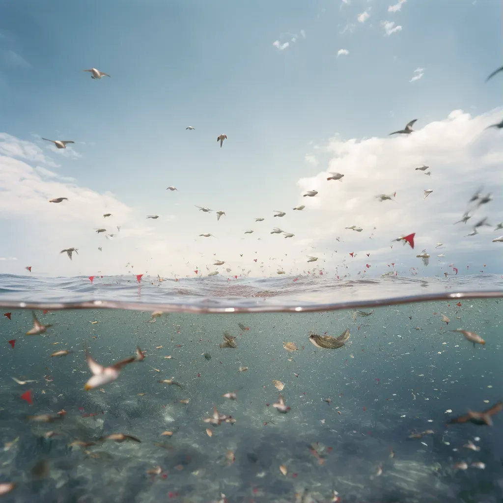 Inverted aquatic world with fish in the sky and birds underwater - Image 1