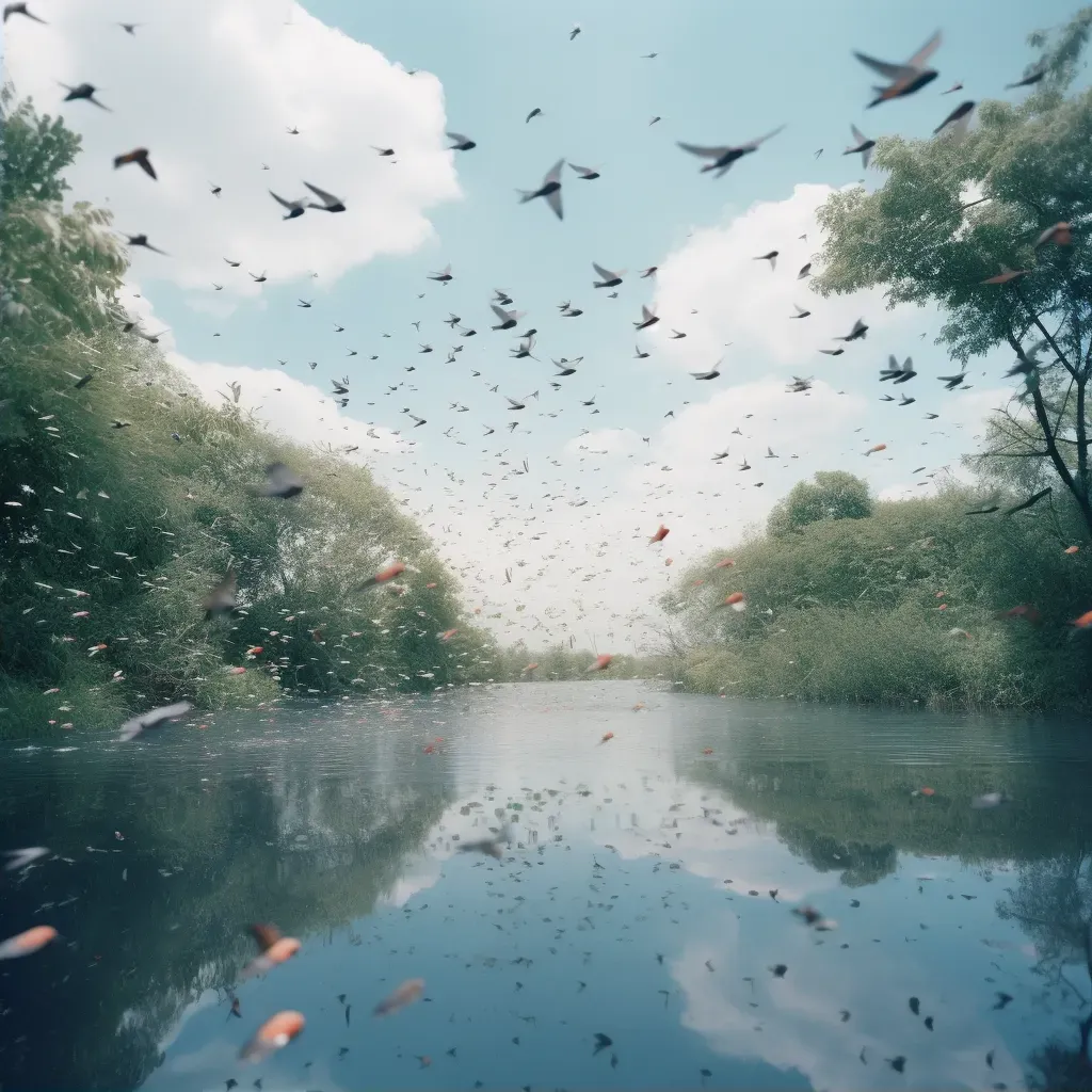 Inverted aquatic world with fish in the sky and birds underwater - Image 2