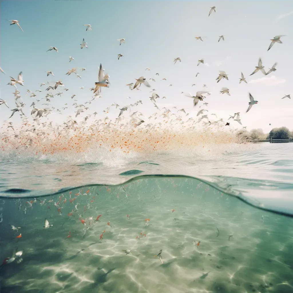 Inverted aquatic world with fish in the sky and birds underwater - Image 4