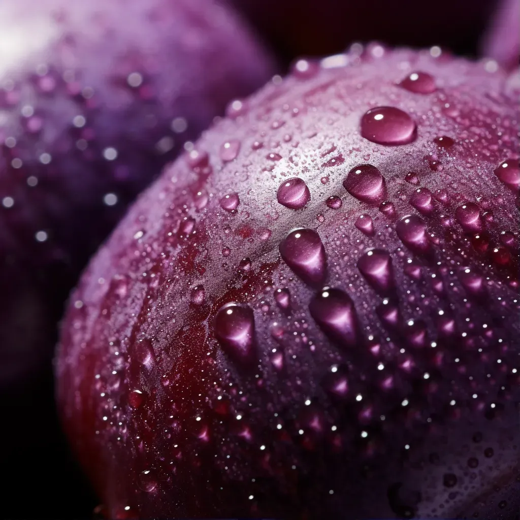 Macro close-up of deep purple plum