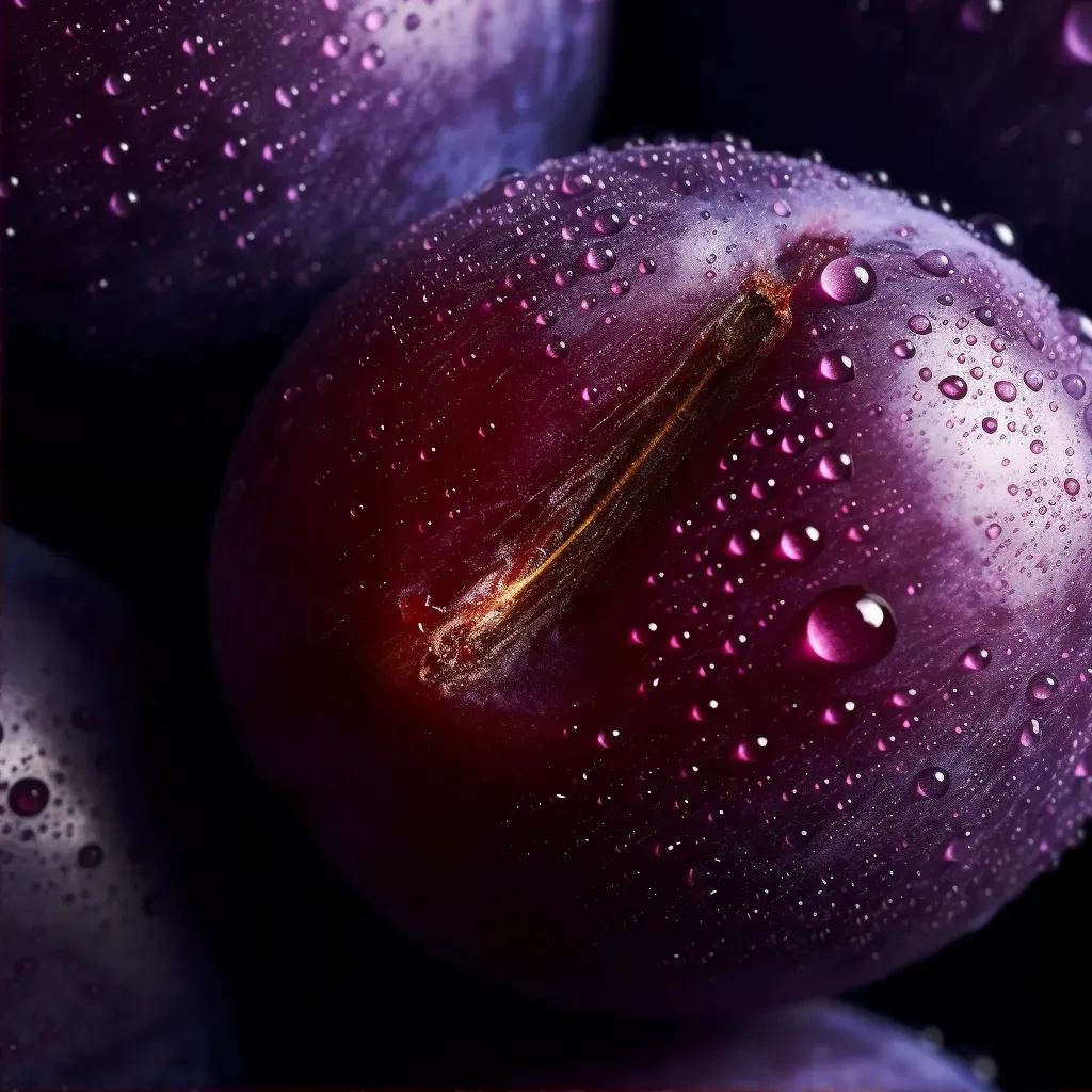 Macro close-up of deep purple plum