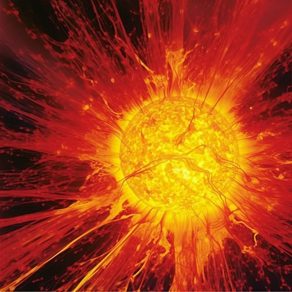 Illustration of a solar flare eruption from the sun