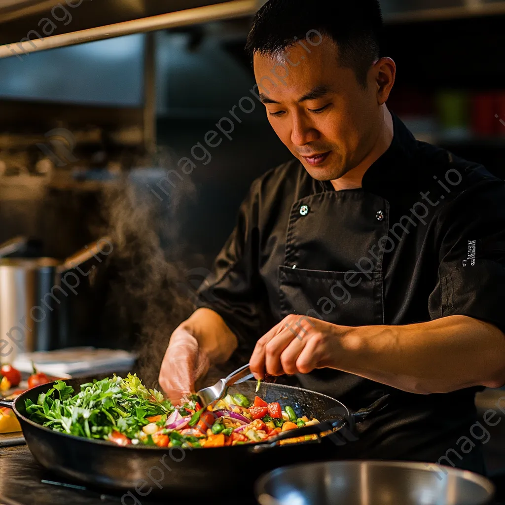 Chef slicing organic vegetables for a stir-fry - Image 3