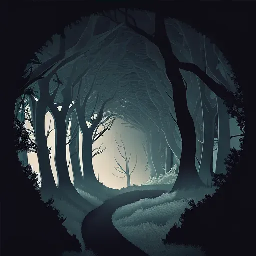 Foggy night forest with mysterious path in AI-generated picture - Image 4