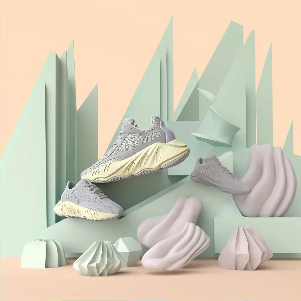 Three-dimensional geometric shapes floating against a pastel-colored backdrop - Image 2