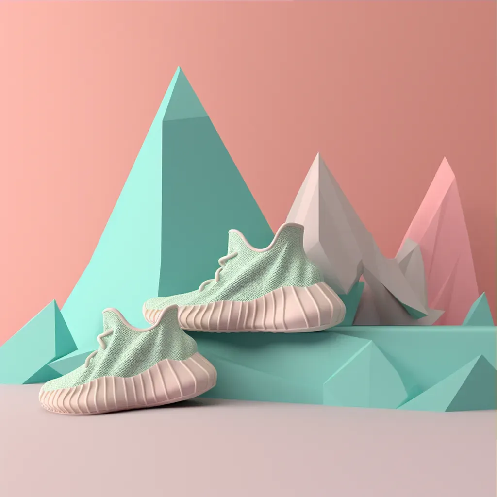 Three-dimensional geometric shapes floating against a pastel-colored backdrop - Image 3