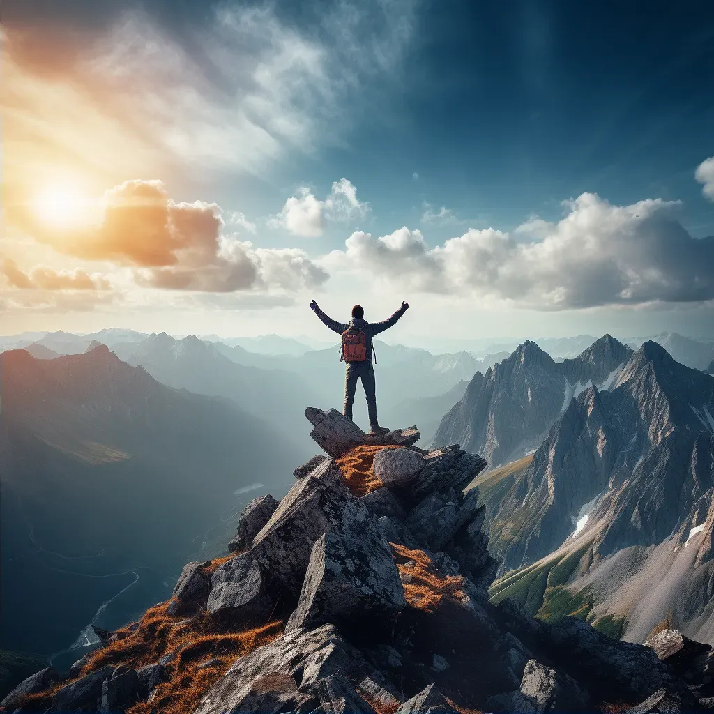 Hiker standing on mountain summit with panoramic view - Image 2