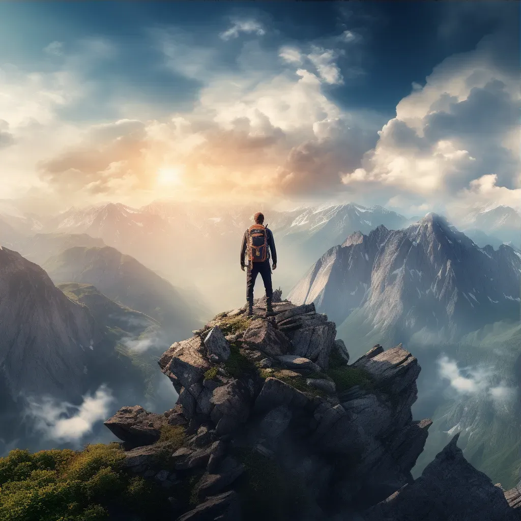 Hiker standing on mountain summit with panoramic view - Image 3