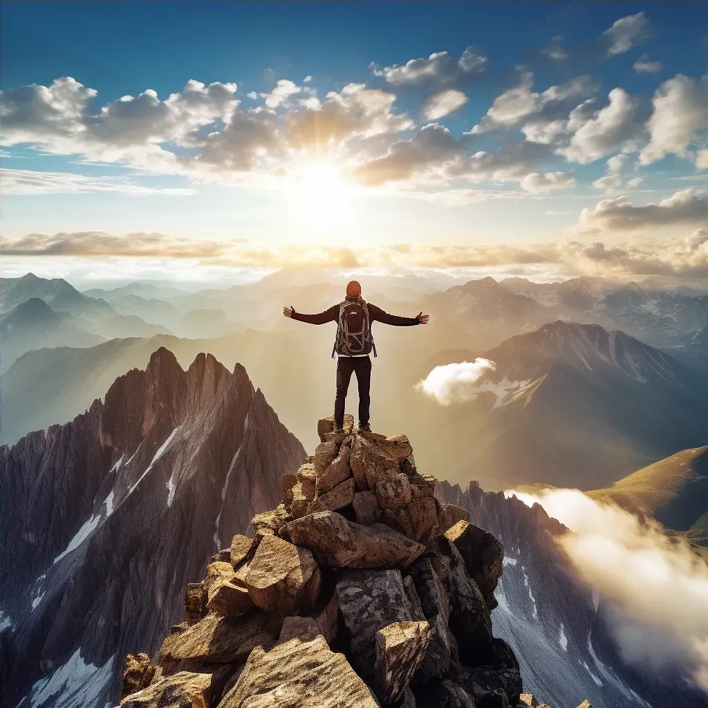 Hiker standing on mountain summit with panoramic view - Image 4