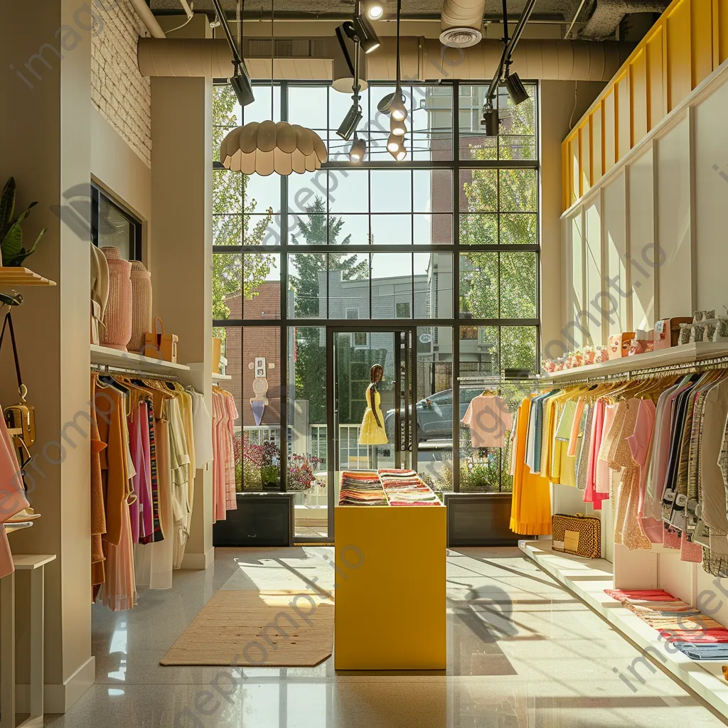 Interior of a vibrant fashion boutique with colorful clothing and stylish décor. - Image 1