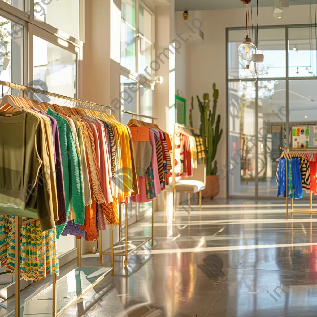 Interior of a vibrant fashion boutique with colorful clothing and stylish décor. - Image 2