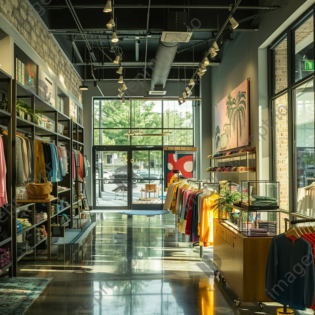 Interior of a vibrant fashion boutique with colorful clothing and stylish décor. - Image 4