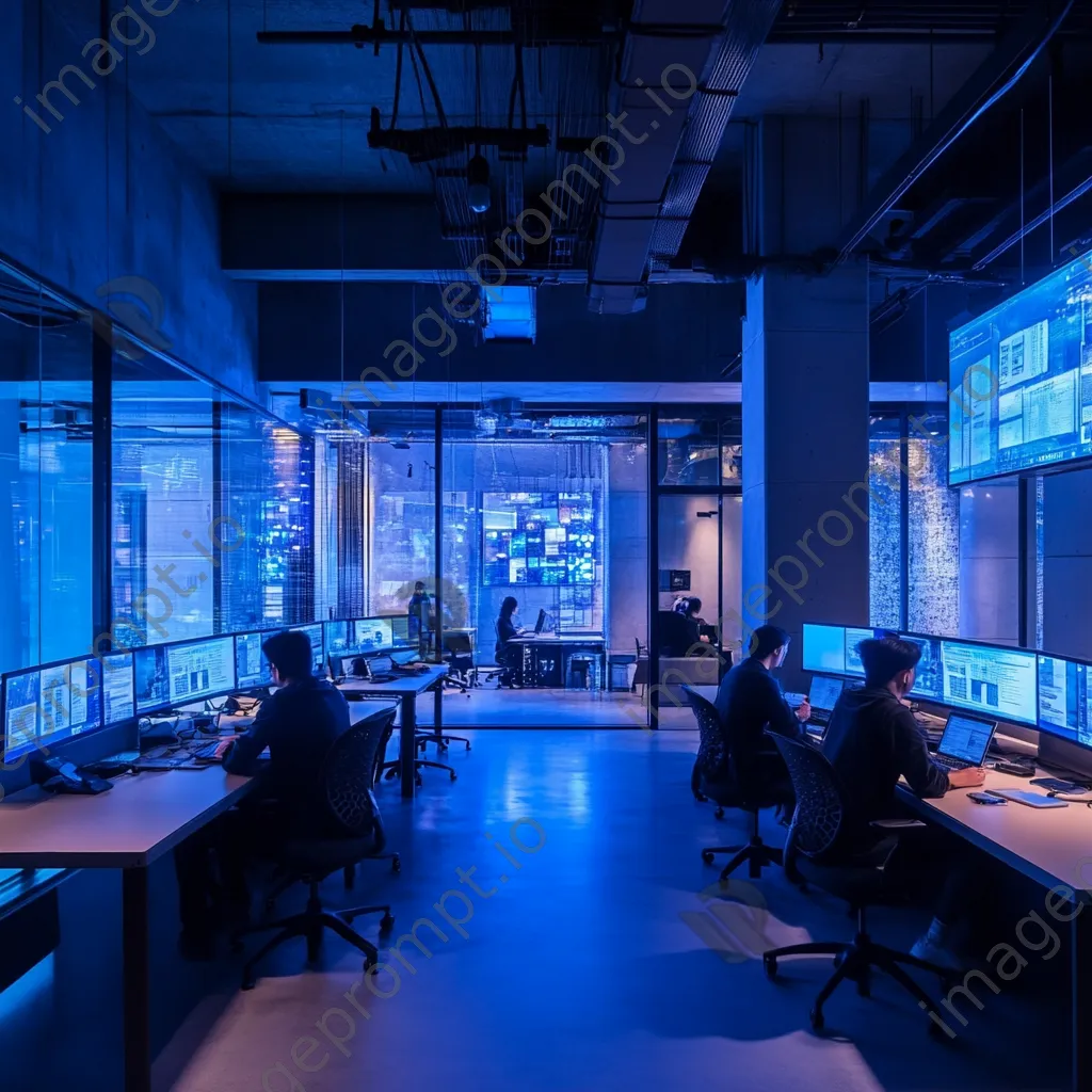 Professionals working in a futuristic co-working space with smart technology - Image 3