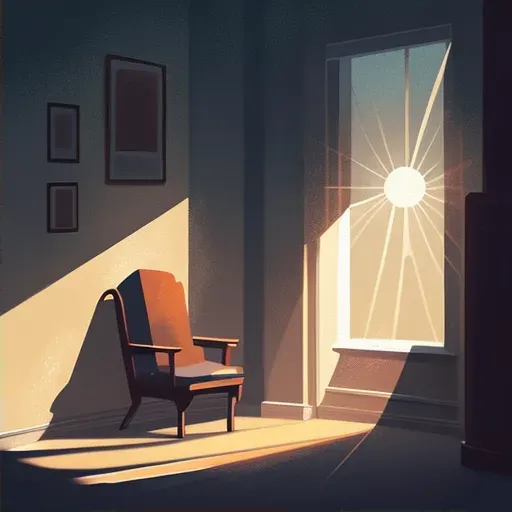 Image of a minimalist room with sunlight shining on a chair - Image 2