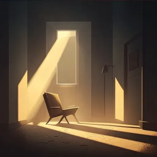 Image of a minimalist room with sunlight shining on a chair - Image 3