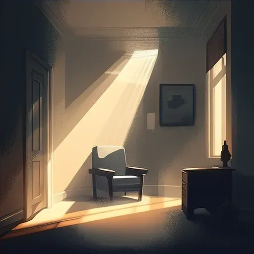 Image of a minimalist room with sunlight shining on a chair - Image 4