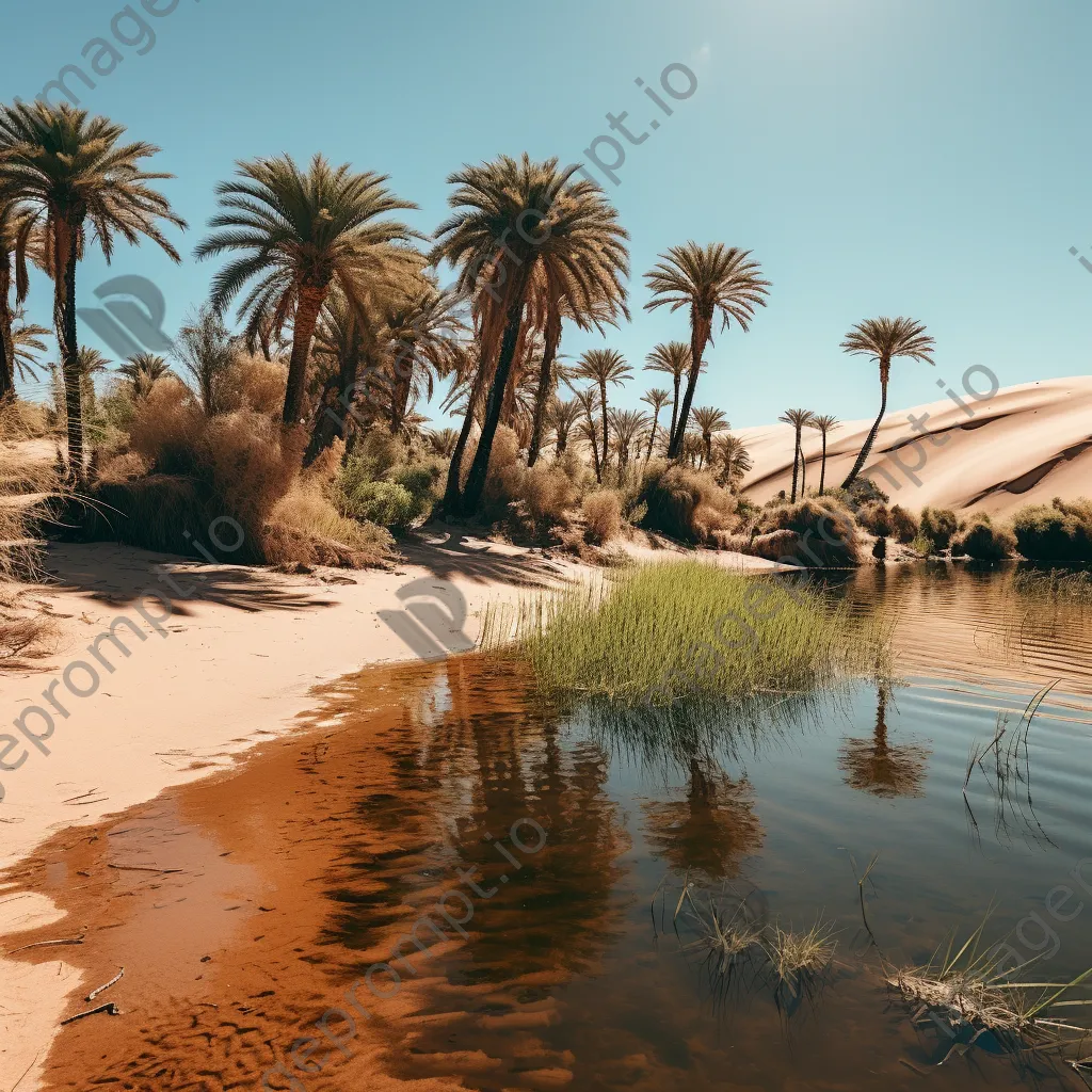 Desert oasis with greenery and sunlight - Image 2