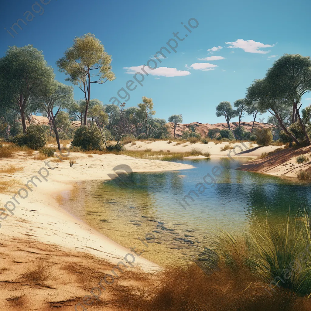 Desert oasis with greenery and sunlight - Image 4