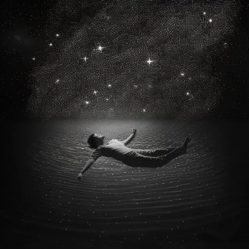 Man floating in celestial sea reaching towards stars - Image 3