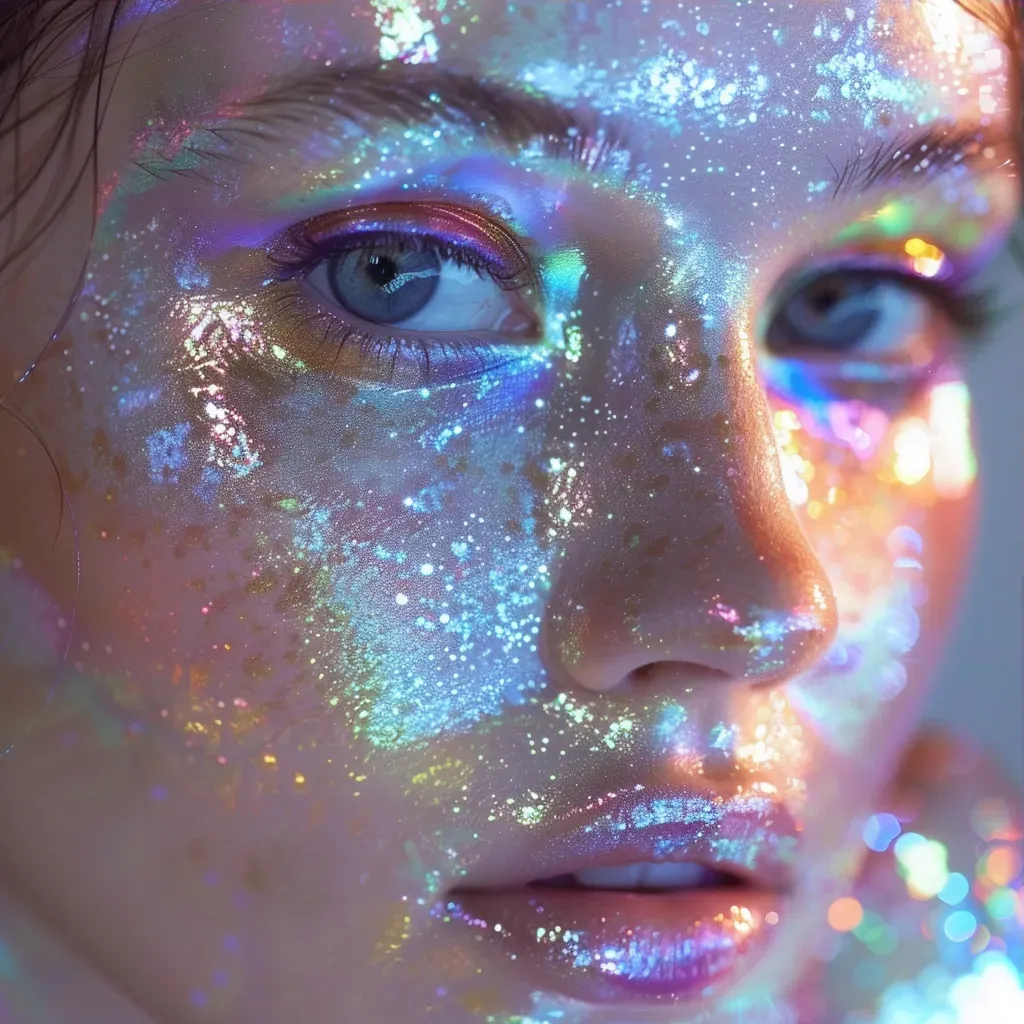 Holographic Makeup Close-up