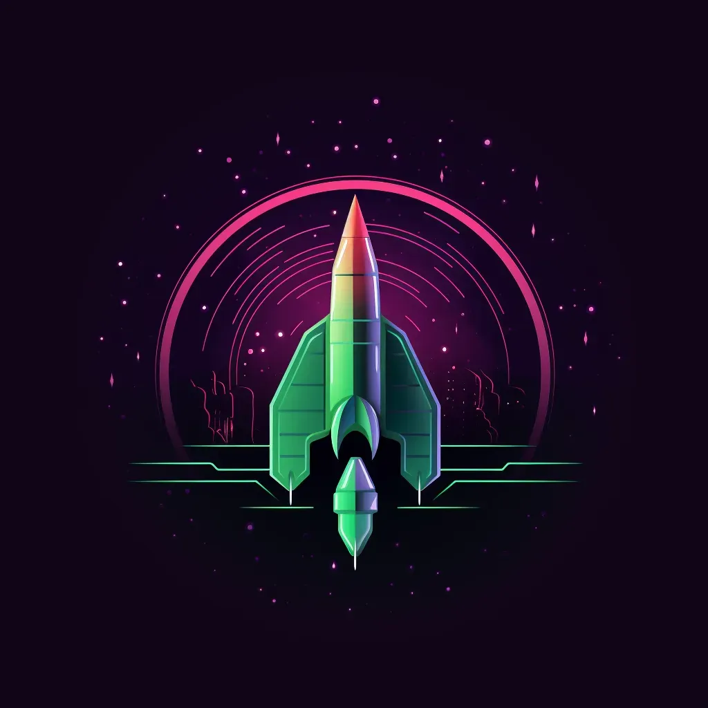 Futuristic financial technology accelerator logo with purple and green colors on a dark background - Image 1