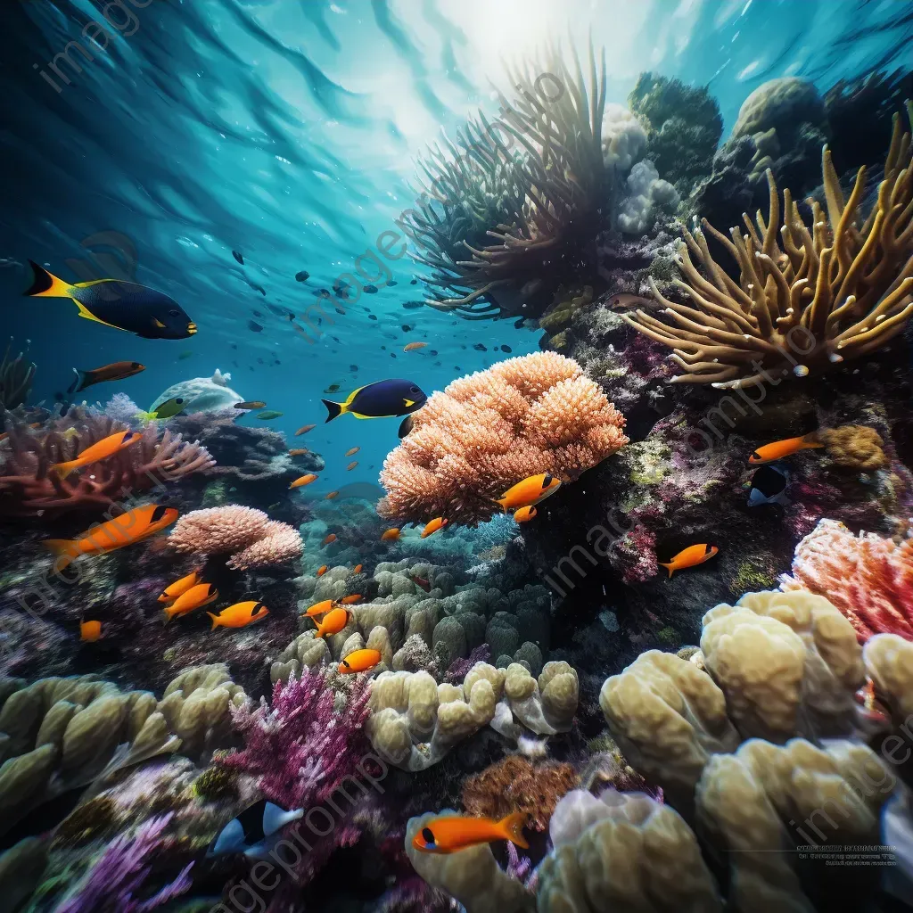 Dazzling coral reef with colorful fish swimming in harmony, captured with a Blackmagic Design URSA Mini Pro 12K. - Image 3