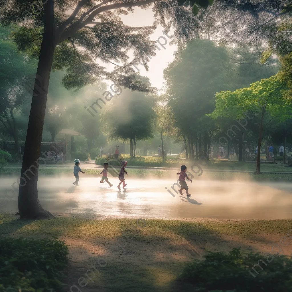 Long exposure photo of children playing in a park - Image 1