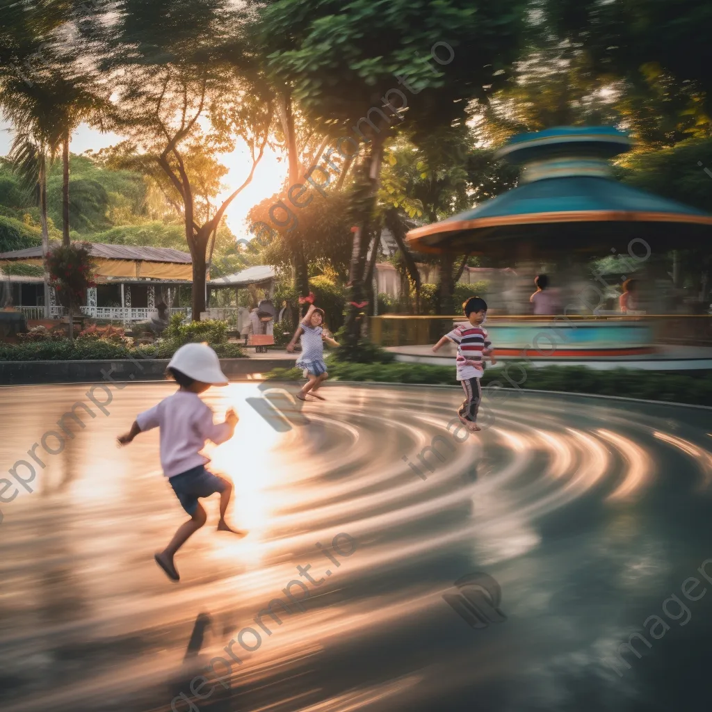 Long exposure photo of children playing in a park - Image 2