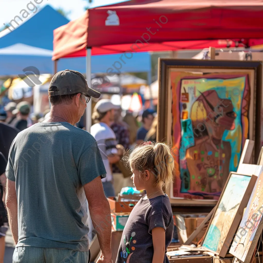 Local artists and families at an outdoor art fair - Image 2