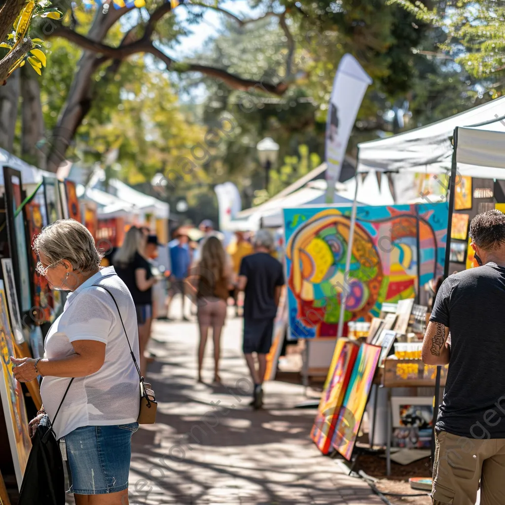 Local artists and families at an outdoor art fair - Image 4